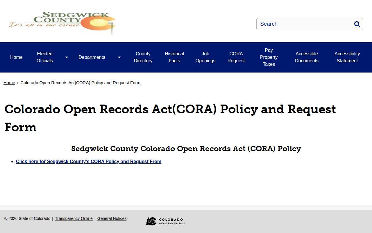 Sedgwick County CORA request page