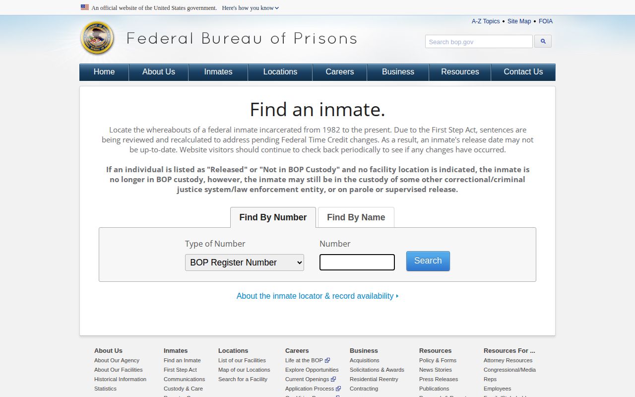 Sedgwick County released inmates federal BOP locator status page