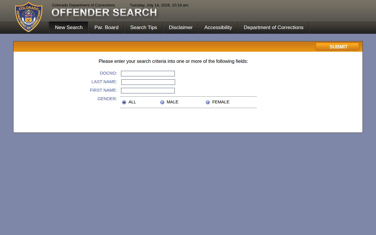 Sedgwick County released inmates CDOC offender search start page